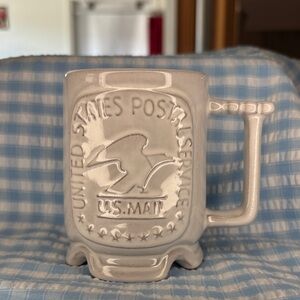 Frankoma Cream-White U.S. Mail Embossed Ceramic Mug